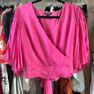 Express Pink Top Pleated Tie Back